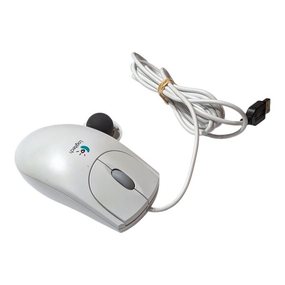 VTG Logitech First Pilot Wheel Mouse USB Wired Mechanical Ball M-BE58 Working - Picture 5 of 8